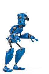 vintage blue robot in a white background