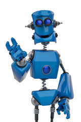 vintage blue robot in a white background