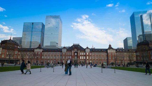 time lapse of Tokyo Station in the Marunouchi business district, It is the biggest and busiest terminal station in Japan.