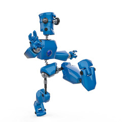 vintage blue robot in a white background