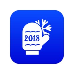 Winter glove icon blue vector isolated on white background