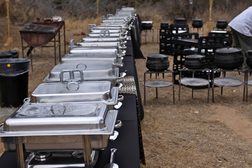 catering equipment setup outside with tables