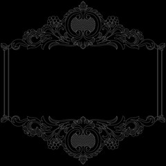 Vintage border frame engraving with retro ornament pattern in antique baroque style decorative design. Vector