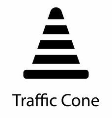 Road cone in solid icon