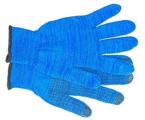 Pair of cotton knitted work gloves isolated