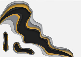 3d paper art illustration. Gold and grey halftone gradients. Landscape the top view, the top view on the river. Design layout for banners presentations, flyers, posters and invitations. Vector illustr