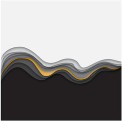 3d paper art illustration. Gold and grey halftone gradients. Landscape the top view, the top view on the river. Design layout for banners presentations, flyers, posters and invitations. Vector illustr