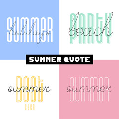 Fototapeta na wymiar Summer hand drawn brush font letterings. Summer typography - best ever, holiday, beach party