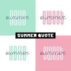 Summer hand drawn brush font letterings. Summer typography - hello summer, sweet, sun, happy
