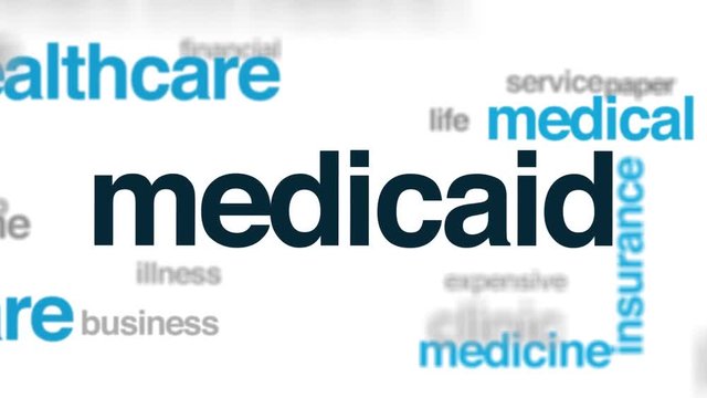 Medicaid animated word cloud. Kinetic typography.