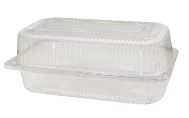 empty transparent plastic food container isolated