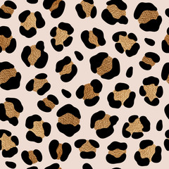 Motif léopard avec des taches dorées. Imprimé animal chic.