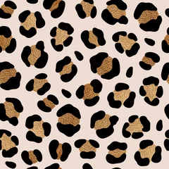 Papier Peint photo Lavable Pour elle Motif léopard avec des taches dorées. Imprimé animal chic.