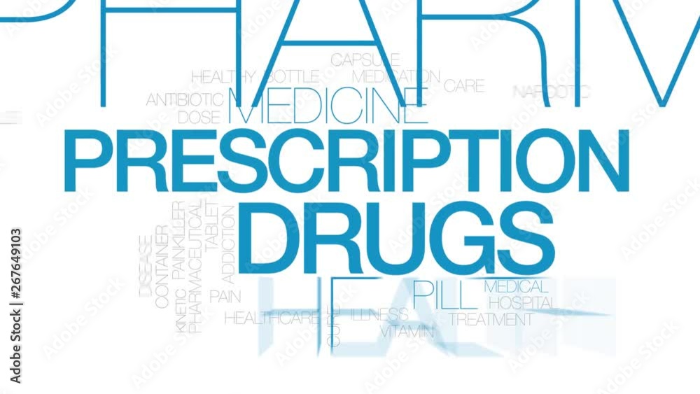 Wall mural prescription drugs animated word cloud. kinetic typography.