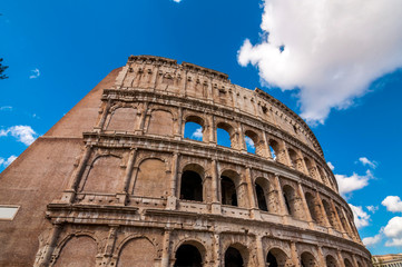 Exterior view of the ancient Roman Colloseum in Rome