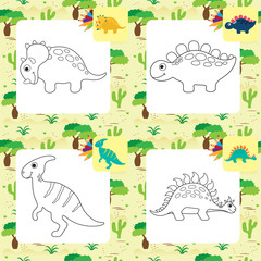 Cute cartoon dino coloring page