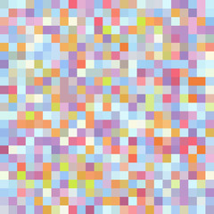 Colorful seamless abstract background with blue, pink, red, orange squares, vector illustration
