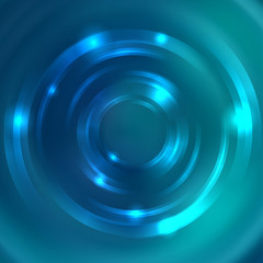 Blue abstract circle background, Vector design. Vector infinite round tunnel of shining flares.