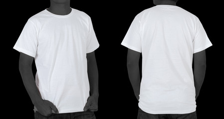 Blank White T-shirt (front, back) on black background