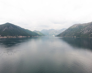 aerial view Small coast town in Kotor, Montenegro