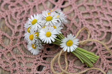 Obraz premium Blumenstrauß aus Gänseblümchen rustikal