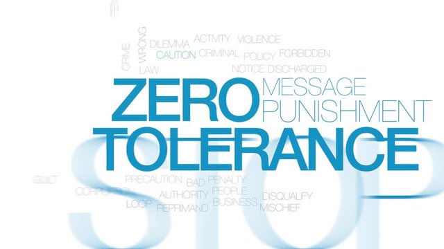 Zero tolerance animated word cloud. Kinetic typography.