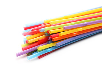 Colorful drinking straws isolated on white background