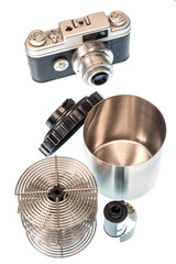 Vintage 35mm Camera With Film and Processing Reels