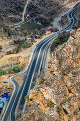 curved mountain road in morning in Anatolia