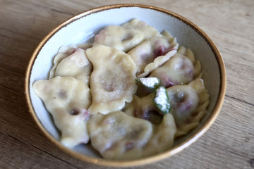 Dumplings stuffed with cherries