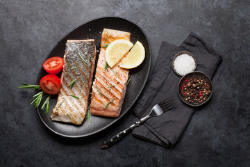 Grilled salmon fish fillet