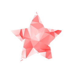Star of a triangular mosaic in shades of red. Symbol of sky in trendy modern abstract style. For stickers, labels, tags and greeting cards for Valentine Day eps10