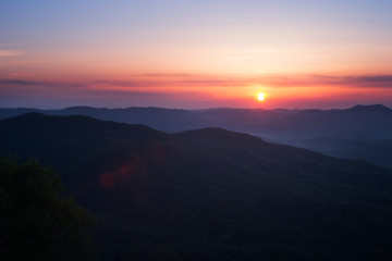 Beautiful colorful sunrise in a mouintains. 