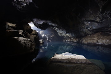 Iceland hot spring cave