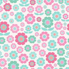 Decorative retro flowers. Seamless vector pattern. 