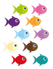 cute fish cartoon isolated over white background vector