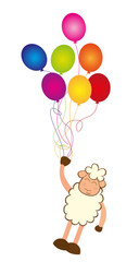 Obraz na płótnie Canvas colorful balloons with sheep isolated over white background vect
