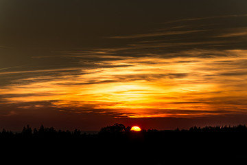 orange sunset on the horizon