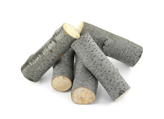 Firewood isolated on white. Oak Log Isolated on a white. Log fire wood isolated on white background with clipping path. Wooden obsolete log.