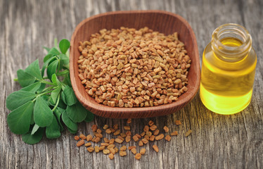 Fenugreek seeds with oil in bottle