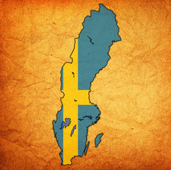 flag of sweden on map