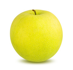 Fresh yellow apple isolated on white background with clipping path