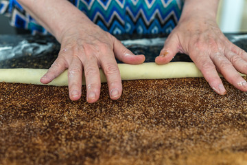 mother preparing a dough 