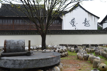 Yard full of Yellow Wine Jars