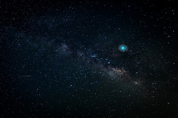 Obraz na płótnie Canvas Night photography of the Milky Way with a shooting star.