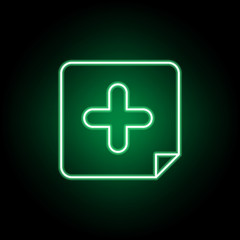 Fototapeta premium Medical, hospital icon in neon style. Element of medicine illustration. Signs and symbols icon can be used for web, logo, mobile app, UI, UX