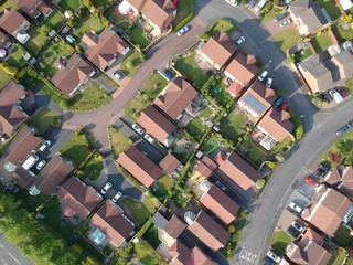 Aerial View of UK Houses in Summer