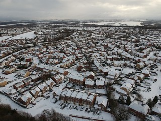 Aerial View of UK Houses in Winter