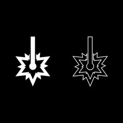 Laser working Laser line spark Welding symbol Engraving concept Laser engraving burst cut icon outline set white color vector illustration flat style image