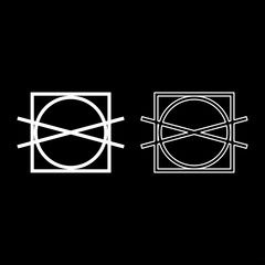 Prohibited drying and spin Clothes care symbols Washing concept Laundry sign icon outline set white color vector illustration flat style image